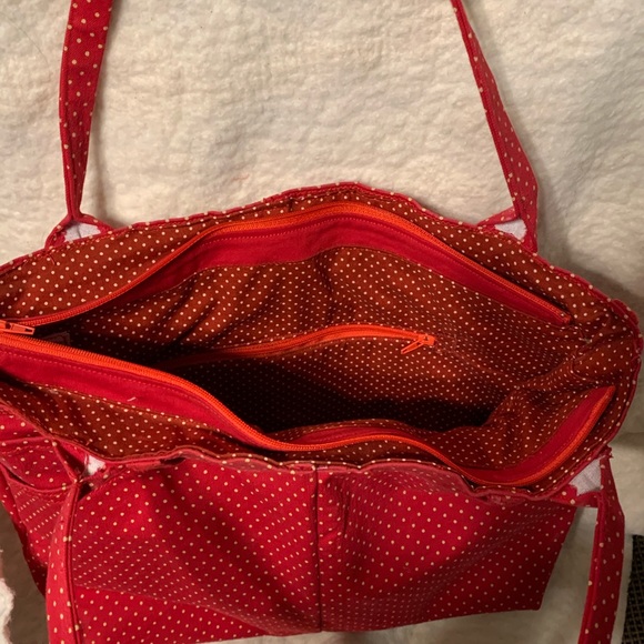 Handmade Upcycled Red Polkadot Handbag - Picture 6 of 15